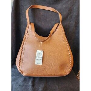 NWT Style & Co Whip-Stitch Soft 4-Poster Tote Bag Tortoise Shell Brown Hobo